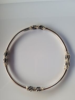 Vintage 925 Mexico Sterling Silver Bali Rope Wire Bangle Bracelet - Collectible